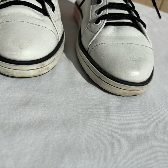 Prada BIANCO LEATHER LACE UP LOGO LOW TOP SNEAKERS - Picture 10 of 16